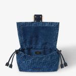 FENDI Mamma Baguette Medium Blue flocked FF denim bag - Image 3
